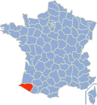 Департамент Пиренеи Атлантические на карте Франции