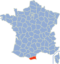 Департамент Пиренеи Восточные на карте Франции