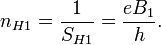 n_{H1} = \frac{1}{S_{H1}} = \frac{eB_1}{h}. \ 
