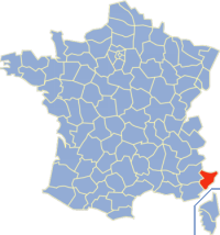 Департамент Альпы Приморские на карте Франции