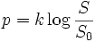 p=k \log\frac{S}{S_0}