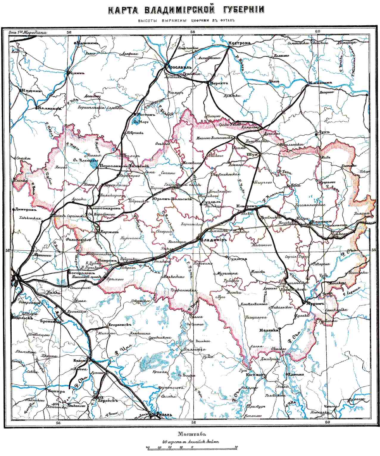 Карта Владимирской губернии