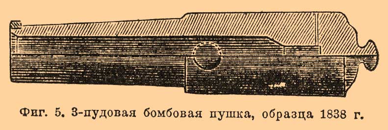 Фиг. 5. 3-пудовая бомбовая пушка образца 1838 г.