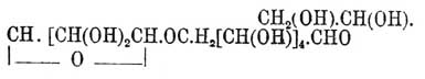 гг. де-Брюен и фан-Экенштейн представляют себе, что альдегидная группа (СНО) принадлежит не глюкозе, а галактозе [Толленс по поводу формулы Э. Фишера замечает, что она не объясняет, почему восстановительная способность молочного сахара по отношению к Фелинговой жидкости не равна ровно половине таковой же деятельности для глюкозы, но приведенные выше опыты Лобри де-Брюана и Альберда фан-Экенштейна подобное разногласие обясняют гидролизующим действием щелочных растворов на молочный сахар.]. Для качественного открытия молочного сахара не может служить его отношение к раствору щелочей и к Фелинговой жидкости, так как в этом отношении он не отличается от декстрозы, но он не трудно открывается благодаря сравнительному постоянству, способности к кристаллизации, образованию слизевой кислоты при окислении азотной кислотой и отношению к фенилгидразину; упомянутый выше фениллактозазон при растирании с концентрированной соляной кислотой дает наряду с солянокислым фенилгидразином — лактозон (ср. Глюкозы), а потому жидкость (