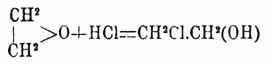 3) соединением олефинов или непредельных спиртов с хлорноватистой кисл. (Canus), напр.: