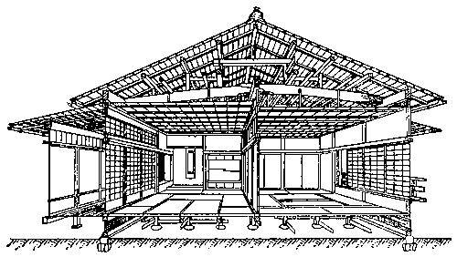 Схема конструкции японского жилого дома.