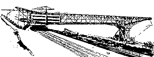 Транспортно-отвальный мост с цепным многоковшовым экскаватором.
