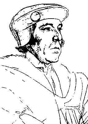 Хольбейн. «Фитцуильям, граф Саутхемптонский» Ок. 1542. Рисунки черным и цветными мелками, Королевская библиотека, Виндзор.