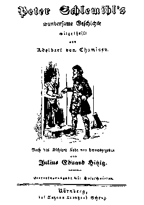 А. Шамиссо. «Необычайная история Петера Шлемиля» (Нюрнберг, 1839). Титульный лист.