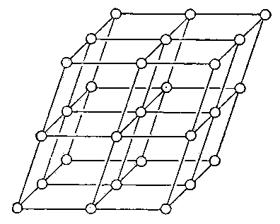 Рис. 1. Схема построения пространственной решётки кристалла путём параллельных переносов.