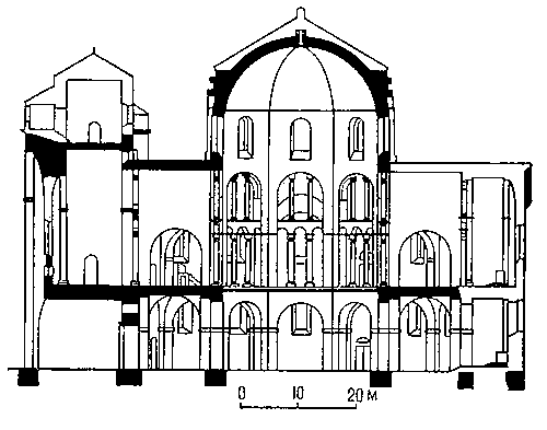 Одо из Меца. Дворцовая капелла в Ахене. До 798—805. Разрез.