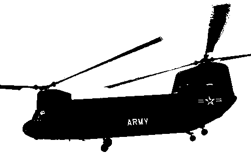 Рис. 3. Военно-транспортный двухвинтовой вертолёт продольной схемы «Чинук» фирмы «Боинг» (США).