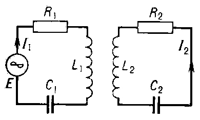 Рис. 5. Пример двух связанных электрических контуров.