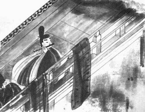 Иллюстрация к роману «Гэндзи-моногатари» (деталь свитка). Около 1119. Художественный музей Гото. Токио.