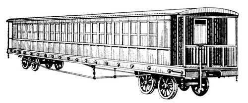 Рис. 4. Первый русский пассажирский вагон, построенный для железной дороги Петербург — Москва.