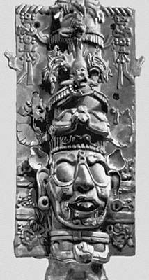 Мифология. Бог солнца. Горельеф из Паленке. Известняк. Культура майя. 7—8 вв. Национальный музей антропологии. Мехико.