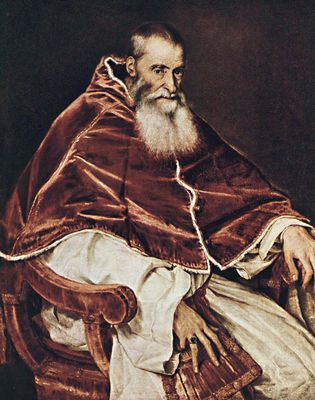 Тициан. Портрет папы Павла III. 1543. Национальный музей и галереи Каподимонте. Неаполь.