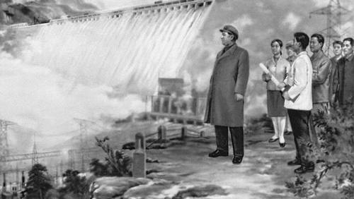 Цой Ген Гын. (КНДР). «Ким Ир Сен на гидроэлектростанции». Водяные краски. 1970.