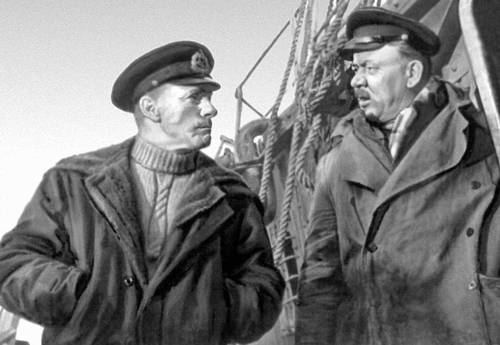 О. П. Жаков в фильме «Путь к причалу». 1962 (справа — Б. Ф. Андреев).