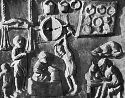 Рельефы с изображением мастерских ремесленников и лавок торговцев. Слесарь. Первые века н. э.