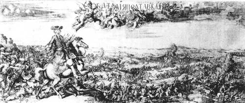 Полтавская битва 1709. Гравюра П. Пикара.