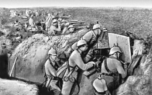 Германская пехота в окопах под Двинском. 1916.