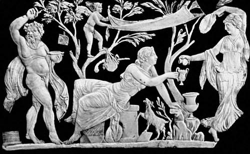 Рим (Древний). «Дионисийская сцена». Стекло. 1 в. Национальный музей, Неаполь.