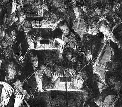 Советская живопись 1940—60-х гг. Л. Мууга. «Оркестр». 1962. Художественный музей Эстонской ССР. Таллин.