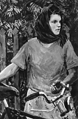 А. А. Пластов. «Девушка с велосипедом». 1956. Иркутский областной художественный музей.