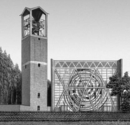 Федеративная Республика Германия. Р. Шварц. Церковь Хайлиге-Крёйц в Ботропе, близ Эссена. 1957.