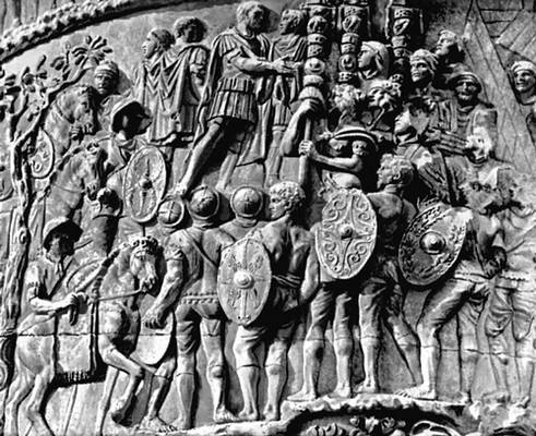 Рим (Древний). Фрагмент рельефа колонны Траяна в Риме. Ок. 111—114. Мрамор.