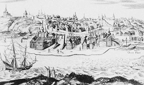Вид на кремль Нижнего Новгорода со стороны Волги в 17 в. (рис. А. Олеария).