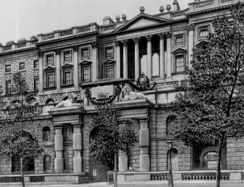 У. Чеймберс. Сомерсер-хаус в Лондоне. 1776—86.
