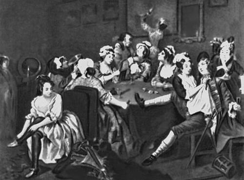 Хогарт У. «Сцена в таверне» (из серии «Карьера мота»). 1732—35. Лондон.