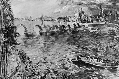 О. Кокошка. «Карлов мост в Праге». 1934. Национальная галерея. Прага.