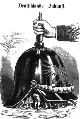 Будущее Германии после объединения вокруг юнкерско-милитаристской Пруссии. Карикатура Э. Фукса. 1870.