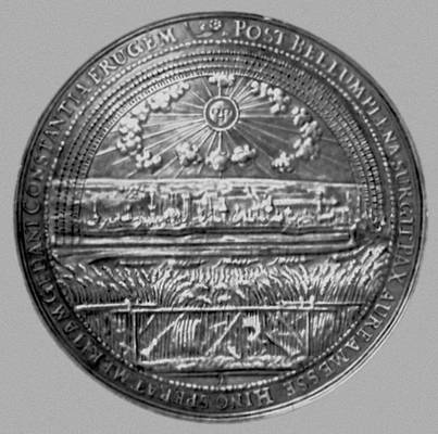 И. Хён Младший (Германия). Медаль в память Оливского мира (1660). Серебро, чеканка. Аверс.