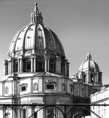 Микеланджело и Дж. делла Порта. Западный фасад и купол собора св. Петра в Риме. 1586—93.