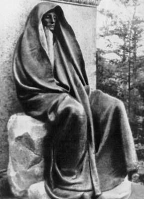 О. Сент-Годенс. «Мир господень». (надгробие миссис Г. Адамс). Бронза. 1891. Кладбище Рок-Крик. Вашингтон.