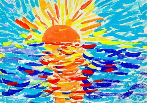 Рисунки детей. «Солнце и море» (мальчик 8 лет).