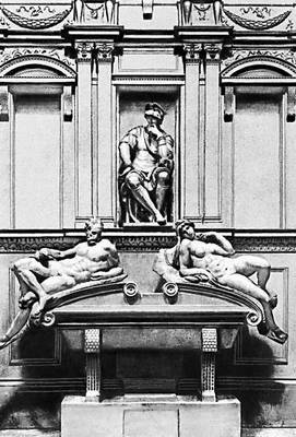 Микеланджело. Гробница Лоренцо Медичи в Новой сакристии церкви Сан-Лоренцо во Флоренции. 1520—34.