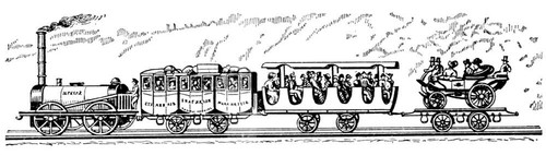 Рис. 2. Железнодорожный состав с пассажирскими вагонами.
