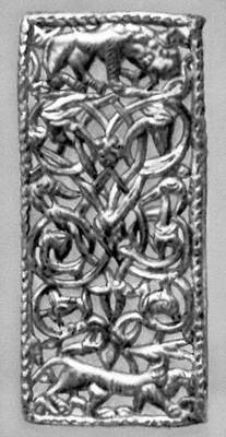 Серебряная накладка на сбрую из Кочкорской долины. Тянь-Шань. 6—7 вв.