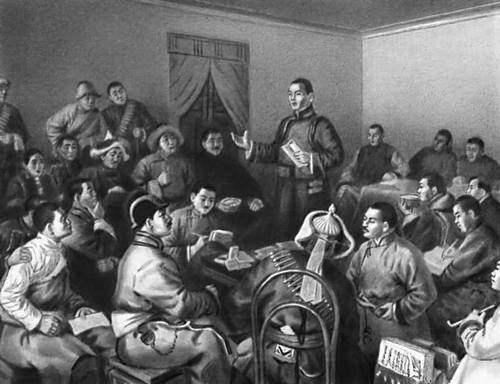 «1-й съезд Монгольской народной партии». Картина художника Б. Равсала.