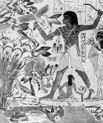 «Охота фараона». Фрагмент росписи из гробницы в Фивах. Клеевая живопись. Конец 15 в. до н. э. Британский музей. Лондон.