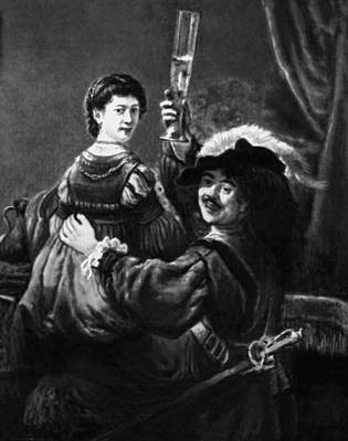 Рембрандт. «Автопортрет с Саскией». Около 1635. Дрезденская картинная галерея.