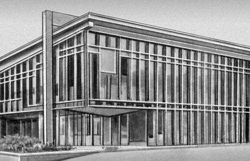 Современная деревянная архитектура. Здание выставки-продажи электрооборудования (Шотландия). 1950—60-е гг.