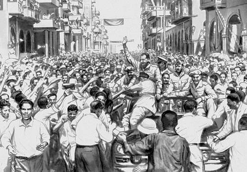 Народные торжества в Порт-Саиде по случаю завершения эвакуации английских вооружённых сил из зоны Суэцкого канала. Июнь 1956.