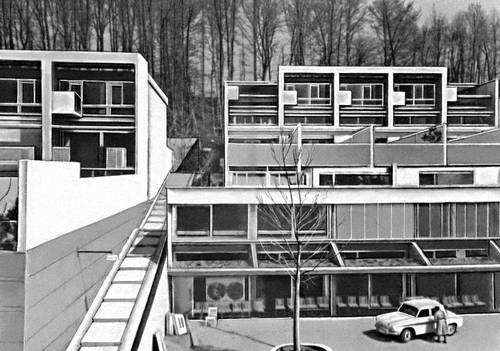 Блокированные жилые дома в посёлке Хален близ Берна (Швейцария). 1959—1961.