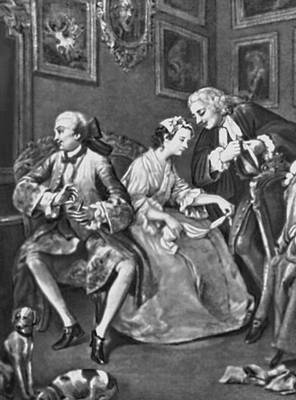 Хогарт У. «Подписание брачного контракта» (из серии «Модный брак»). 1743—45. Национальная галерея. Лондон.